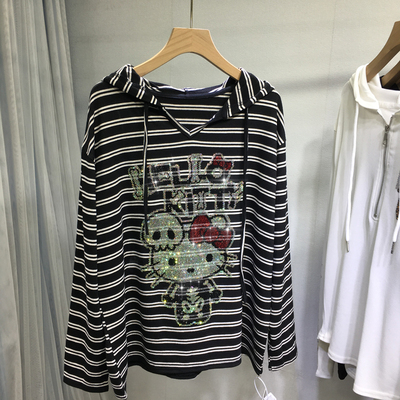 欧货重工烫钻宽松中长款T恤