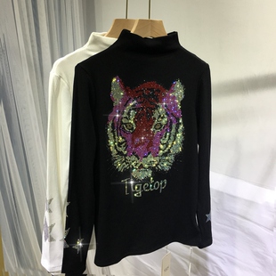 加厚磨毛打底衫女高领显瘦老虎头修身棉上衣小衫内搭秋冬新款潮