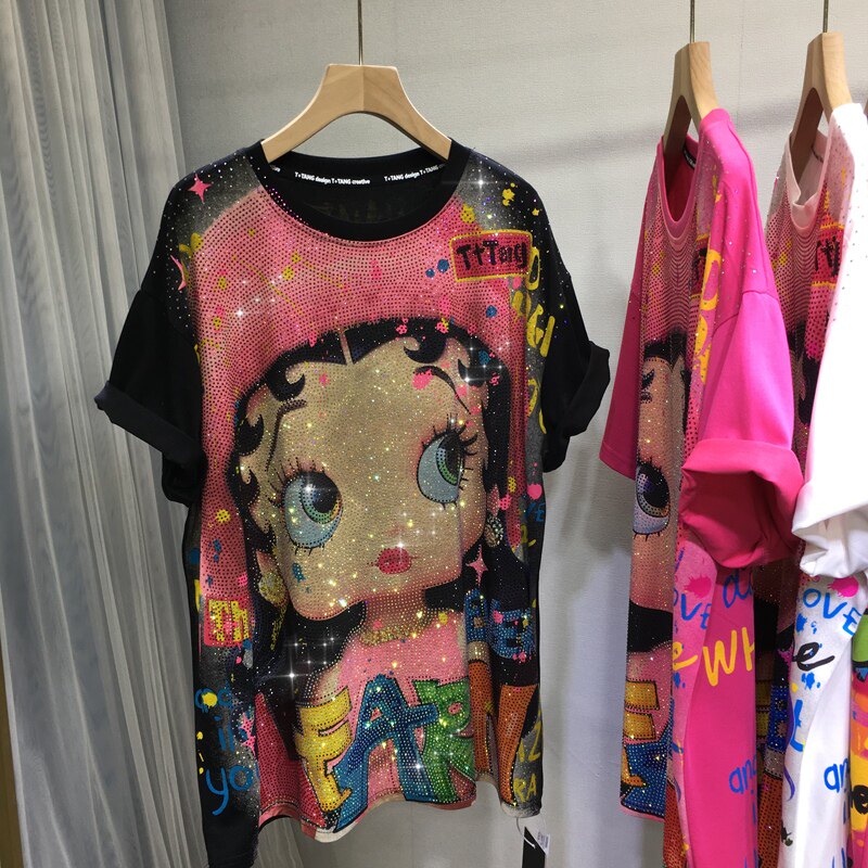 夏季可爱烫钻显瘦短袖T恤女