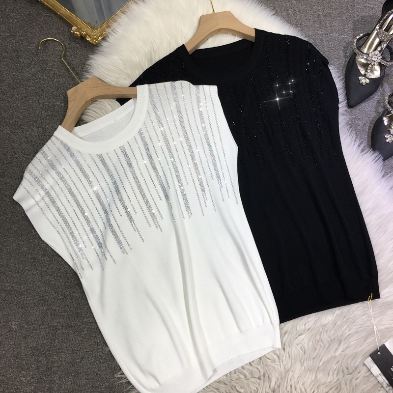 欧货重工烫钻背心女简约大气无袖上衣清凉冰丝小衫夏季百搭T恤闪,女装/女士精品,背心吊带,淘宝优惠券,粉丝福利购,淘宝优惠卷