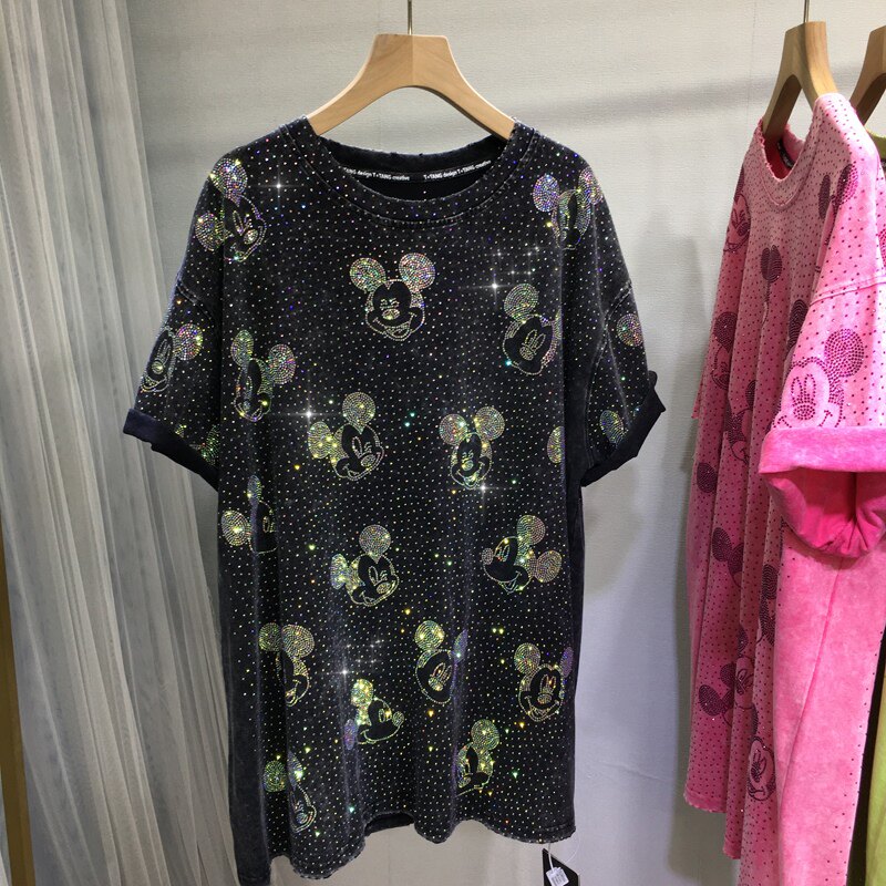 夏季米奇烫钻显瘦减龄短袖T恤图片