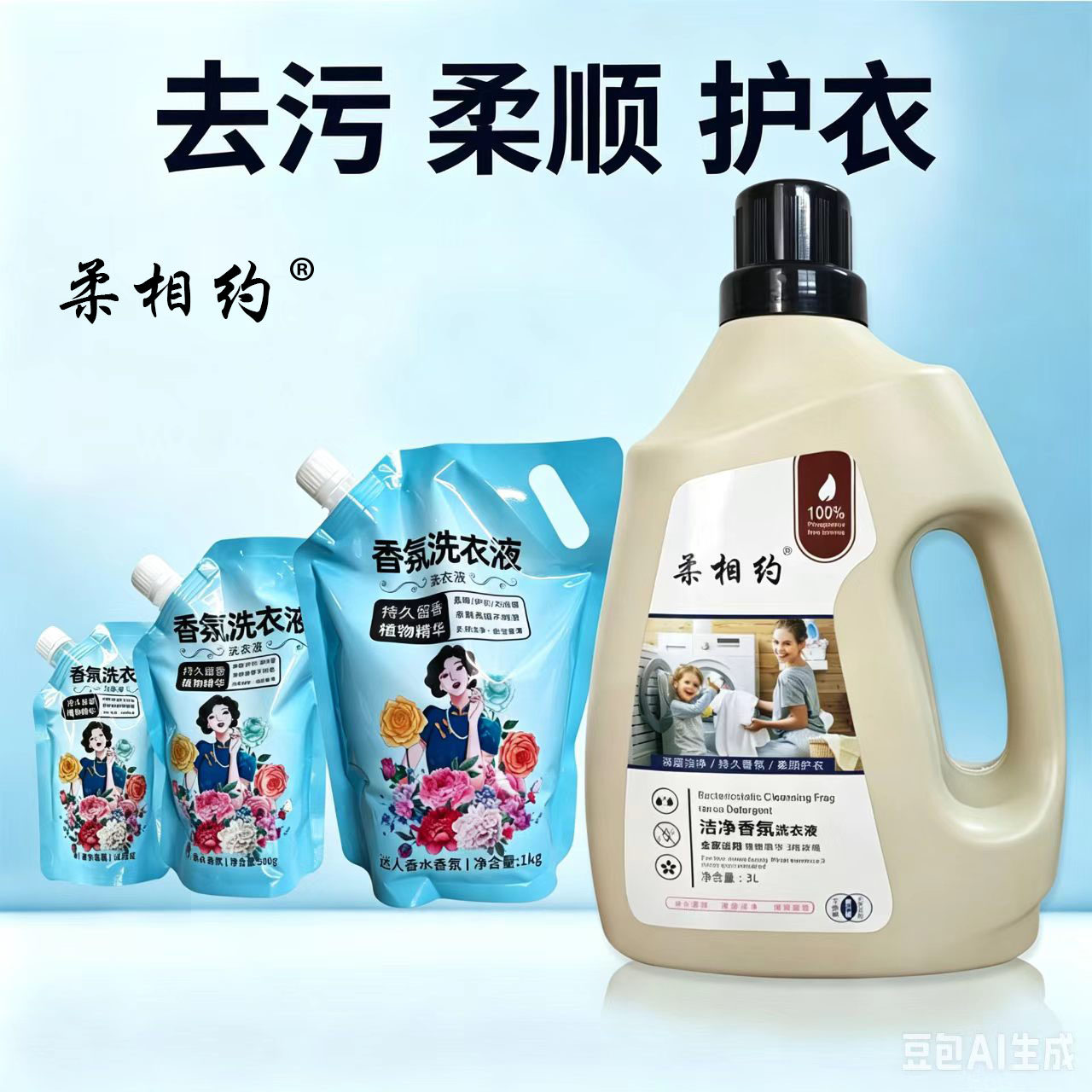 柔相约薰衣草护色护衣柔顺去污洗衣液旅行家用持久72小时留香型