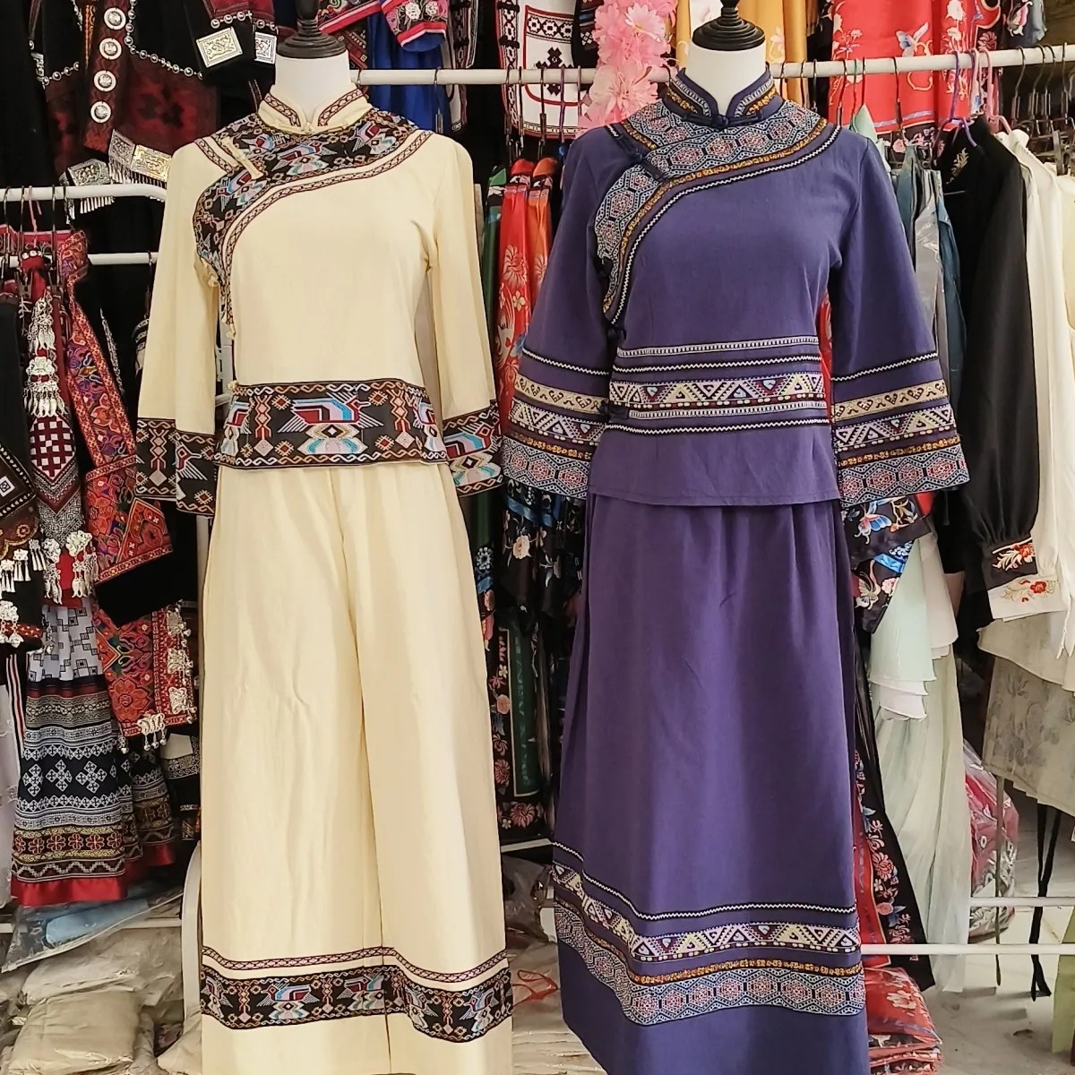 贵州少数民族服布依族土棉布绣花套装旅游景点工服湘西土家族服装