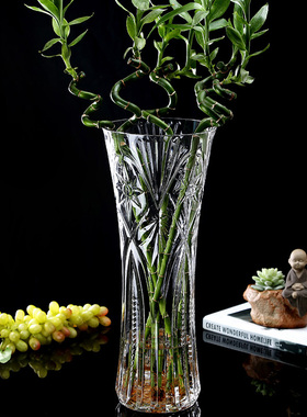特大号花瓶玻璃透明大口径高50cm插花大号客厅摆件水培富贵竹落地