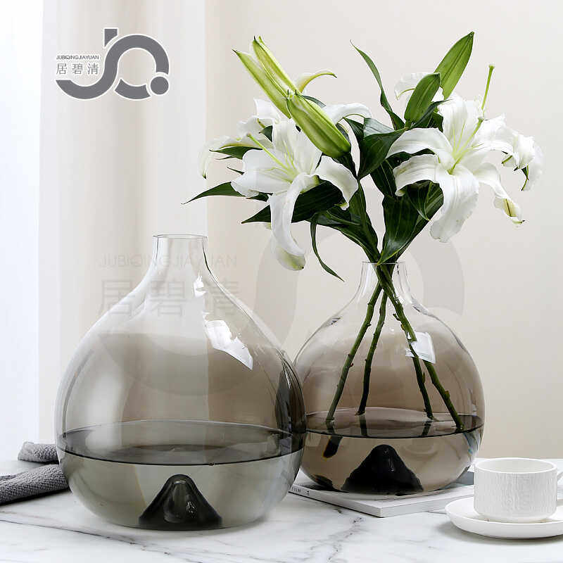 北欧创意印象山峰大肚玻璃花瓶桌面雪柳吊钟百合摆件鱼缸博古架,家居饰品,花瓶,淘宝优惠券,粉丝福利购,淘宝优惠卷