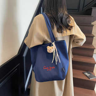 带拉链# 帆布包女2025新款时尚手提上班包包布包大容量通勤托特包