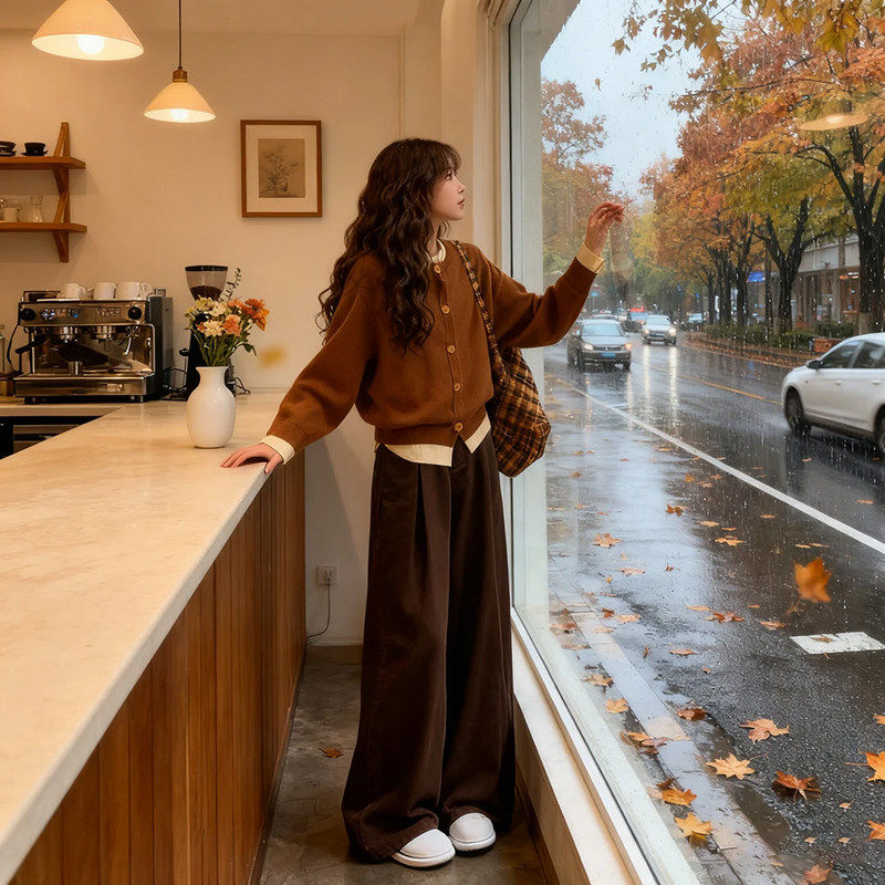 韩系穿搭假两件开衫毛衣春秋时尚拼接针织衫外套休闲阔腿裤两件套,女装/女士精品,时尚套装,淘宝优惠券,粉丝福利购,淘宝优惠卷