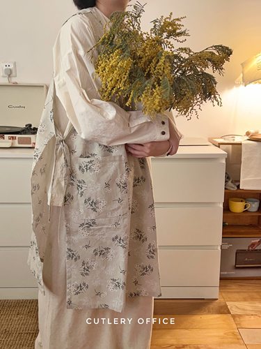 外贸棉麻碎花手工围裙