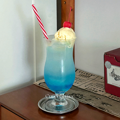 日式昭和复古经典款高脚玻璃杯芭