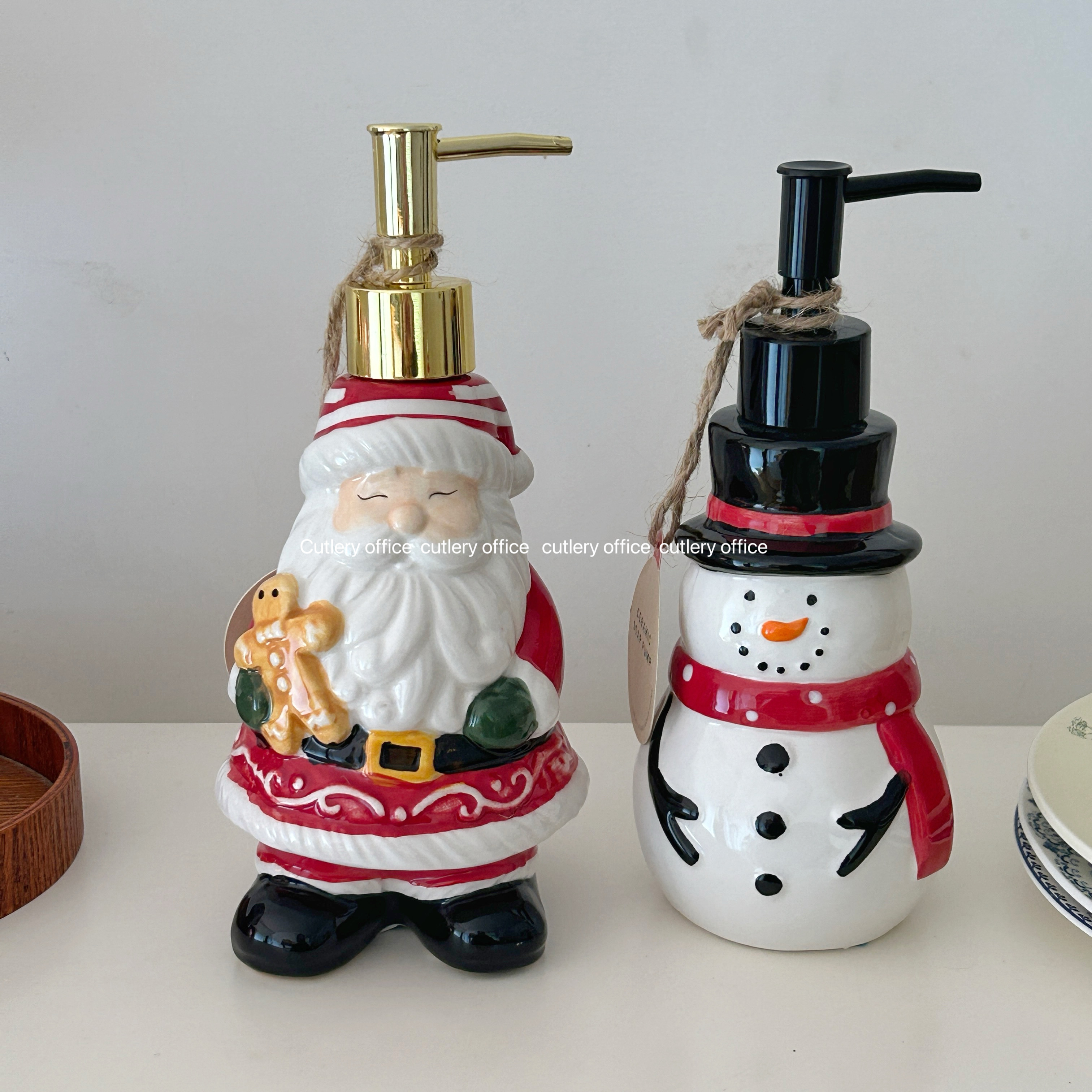 圣诞老人雪人陶瓷乳液瓶按压