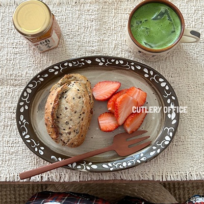 复古景德镇手捏花粗陶早餐盘