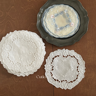 蕾丝复古刺绣镂空蕾丝花边杯垫餐垫 法式 Cutlery 独家手工制作
