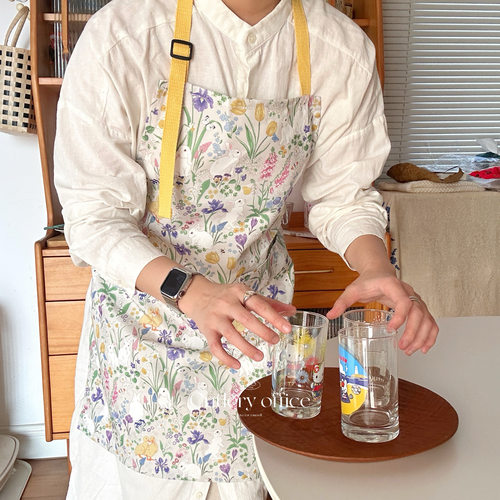 田园风小兔子挂脖围裙防水防油