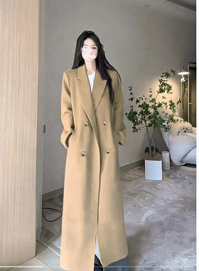 高个子正肩西装风衣外套女卡其色2026春秋季新款气质显瘦长款大衣