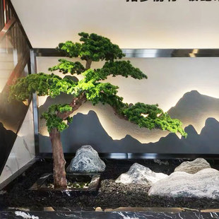 定制仿真松树假迎客松仿真罗汉松大型盆景玄关景观软装饰禅意摆件