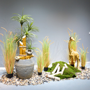 仿真芦苇狗尾草造景室内楼梯商场北欧植物盆栽假植物落地摆件装饰