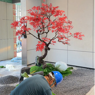 仿真红枫树假树大型室内装饰樱花树婚庆酒店商场景区摆放许愿