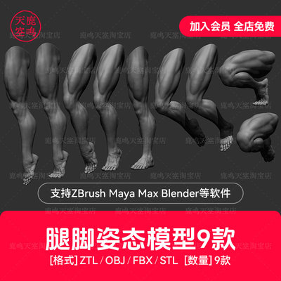 ZBrush人体类blender脚掌大小腿部3d结构肌肉解剖打印雕刻建模型