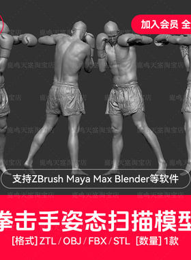 ZBrush写实男性人体拳击手pose雕刻zb雕塑3D手办打印人体扫描模型