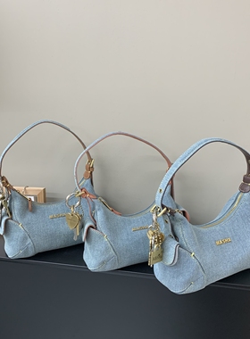 玛莎新款2026春季牛仔包时尚潮流单肩腋下包hobo韩版斜挎小包包女