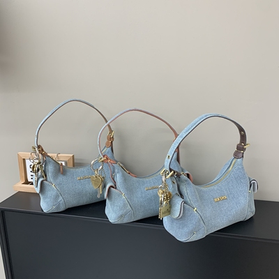 玛莎新款2026春季牛仔包时尚潮流单肩腋下包hobo韩版斜挎小包包女