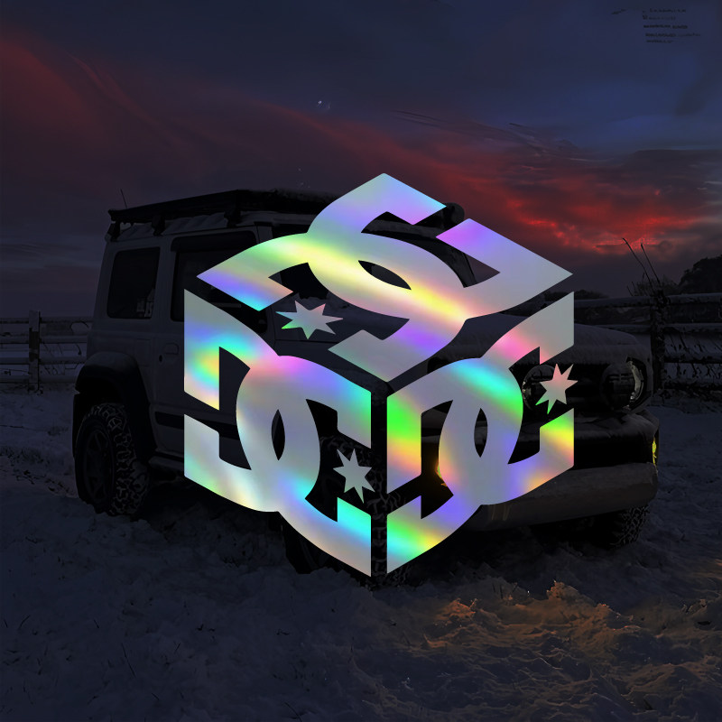 3D几何立方体车身车窗汽车贴纸