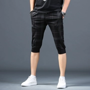 Tide thương hiệu quần short kẻ sọc nam cắt quần tây quần âu phiên bản Hàn Quốc của xu hướng mùa hè mỏng phần hoang dã 7 điểm khoe mông - Quần mỏng