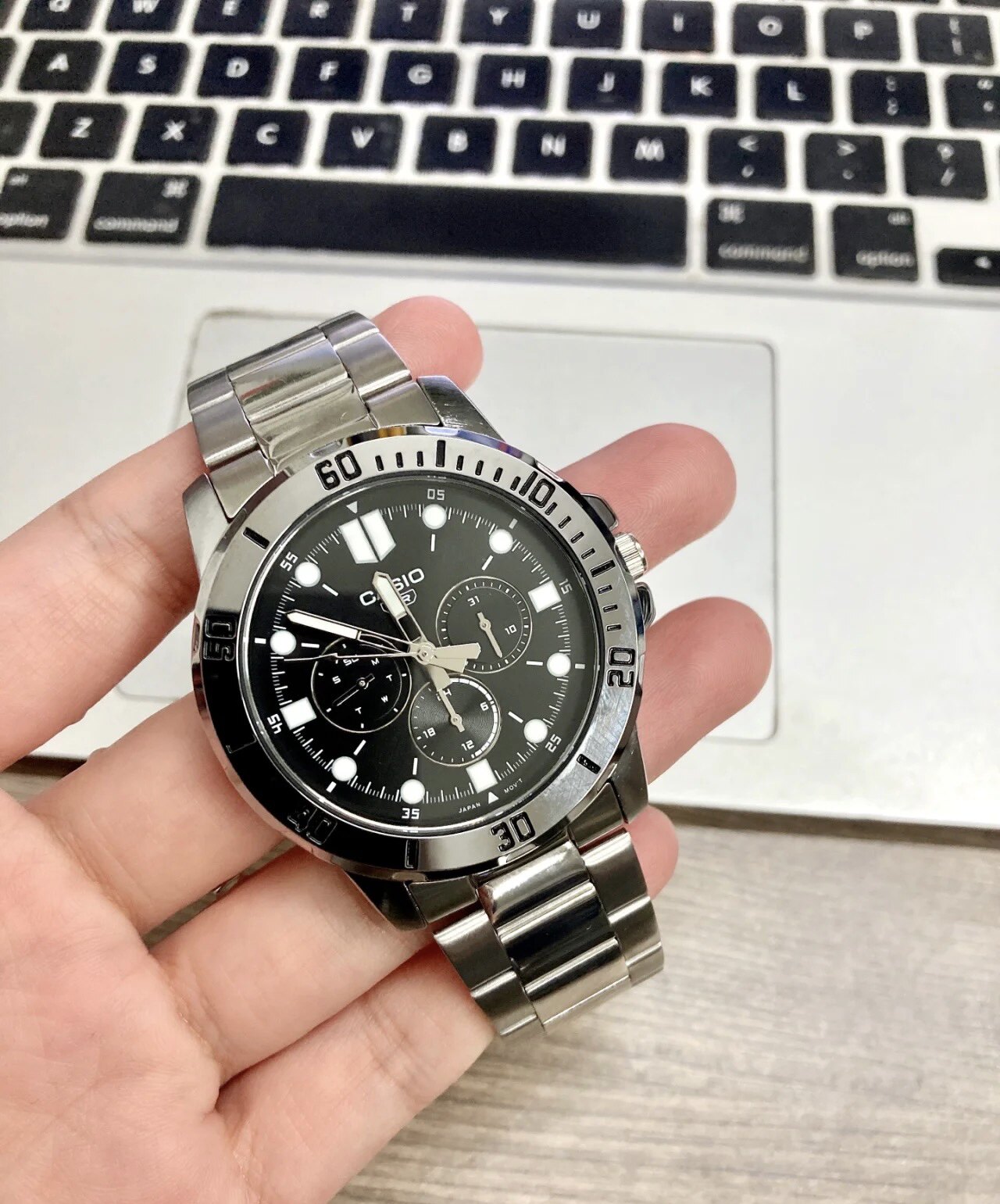 Casio卡西欧手表男简约商务休闲防水三眼指针石英表MTP-VD300D-1E