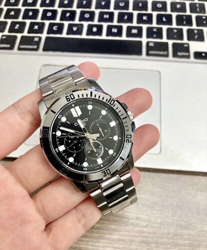 Casio卡西欧手表男简约商务休闲防水三眼指针石英表MTP-VD300D-1E