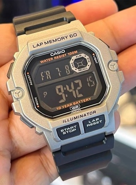 CASIO卡西欧小方块手表男复古学生运动功能WS-1400H-1B