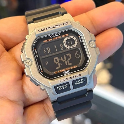 CASIO卡西欧小方块手表男复古学生运动功能WS-1400H-1B