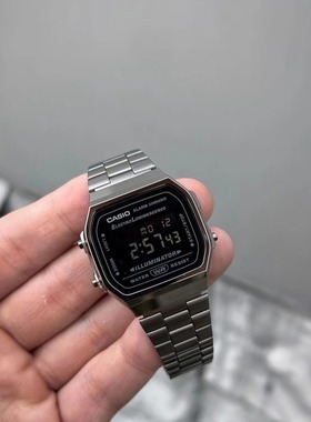 日本卡西欧反显CASIO防水潮流复古方块电子手表男女A168WGG-1B