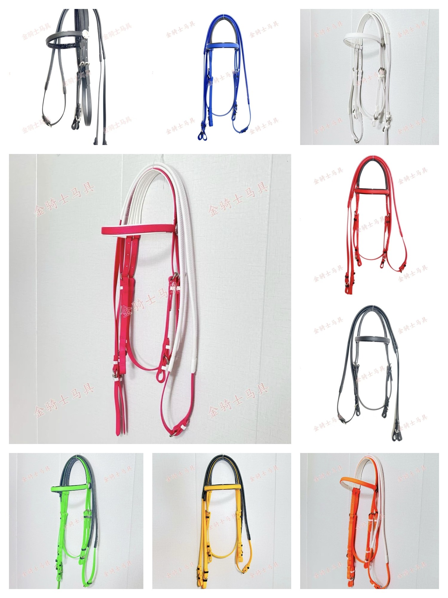 PVC水勒缰绳不含衔铁防耐磨易打理野骑游客赛马场马具用品