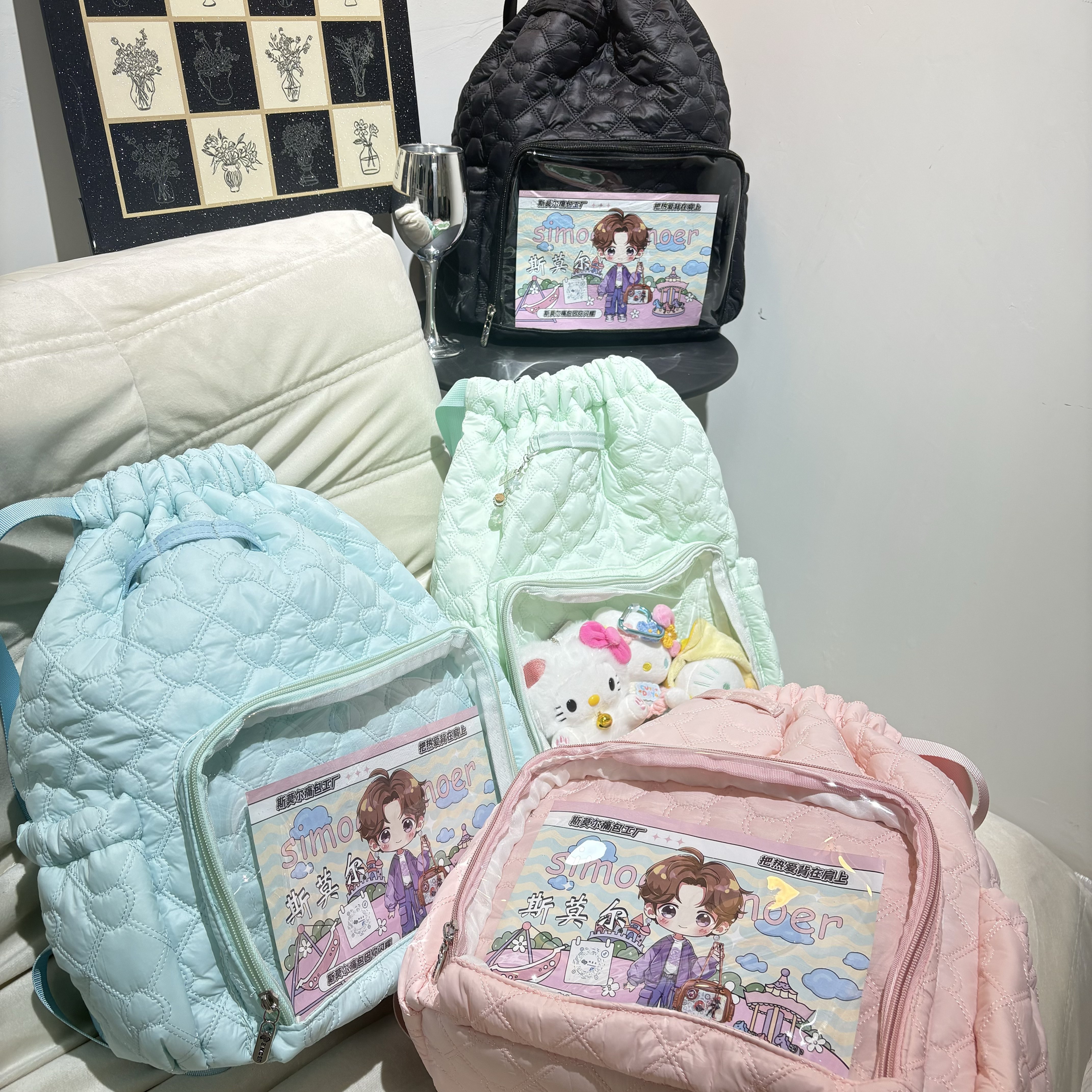 斯莫尔原创抽带痛双肩包二次元甜美开学爱心棉吧唧娃包日常包背包,箱包皮具/热销女包/男包,痛包,淘宝优惠券,粉丝福利购,淘宝优惠卷