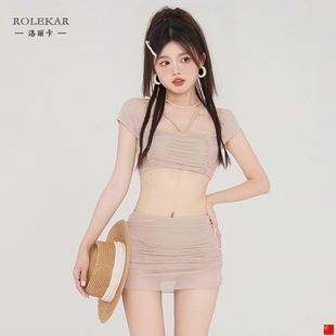 RL洛丽卡泳衣女高级感2023新款保守游泳短裙显瘦性感肤色泳装度假