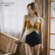 洛丽卡 欧美性感范泳衣女连体三角性感吊带拼色泡温泉比基尼时尚