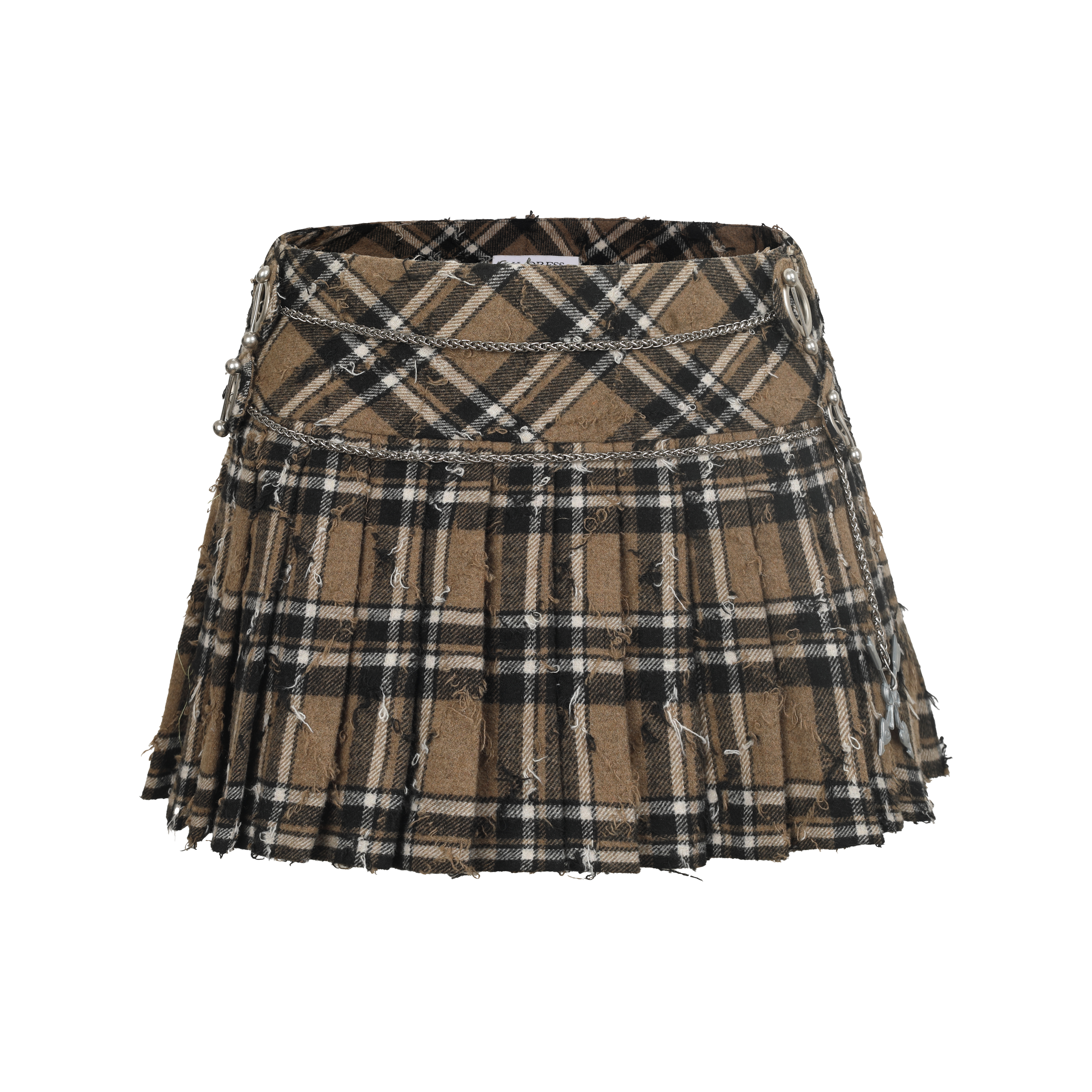 Nodress 吊坠格子毛呢百褶裙裤