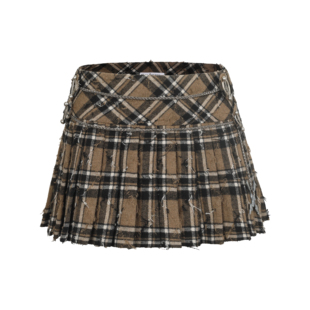 2025秋冬新款 吊坠格子毛呢百褶裙裤 格纹收腰半身裙 Nodress