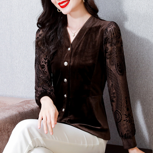 大码 长袖 上衣丝绒打底衫 T恤 女装 2025秋冬新款 有货实拍 洋气中长款