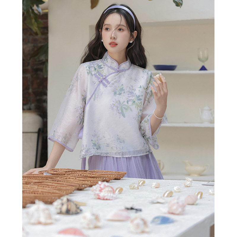 女十三行民国风汉服裙少女年轻款改良旗袍上衣温柔风中式茶服套装