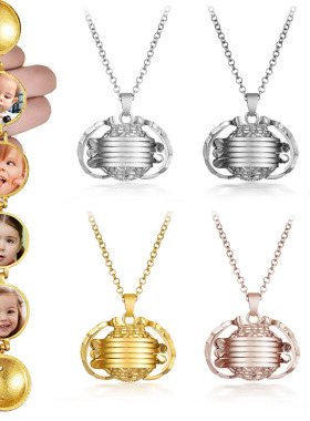 多层天使翅膀可打开折叠照片吊坠