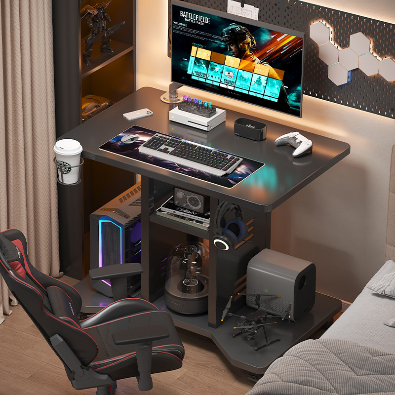 家用小型实木电脑桌台式可移动电竞桌简约小户型卧室床边单人书桌