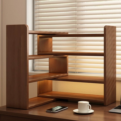 Настольная книжная полка из натурального дерева, многослойная система хранения, книжный шкаф, коробочка для хранения