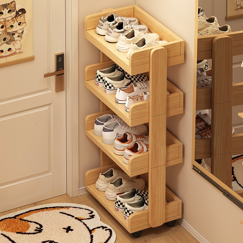 入户鞋架子家用门口室内多层简易置物架2025新款门后窄小实木鞋柜
