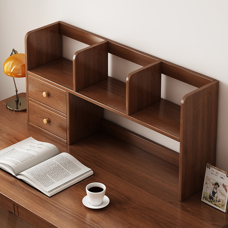 实木桌面置物架桌上书架多层学生书桌收纳置物架办公室工位小书柜