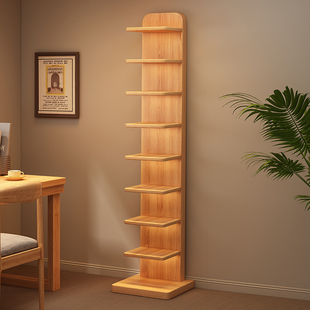实木书架落地置物架隐形立式客厅收纳储物柜子家用转角窄缝小书柜