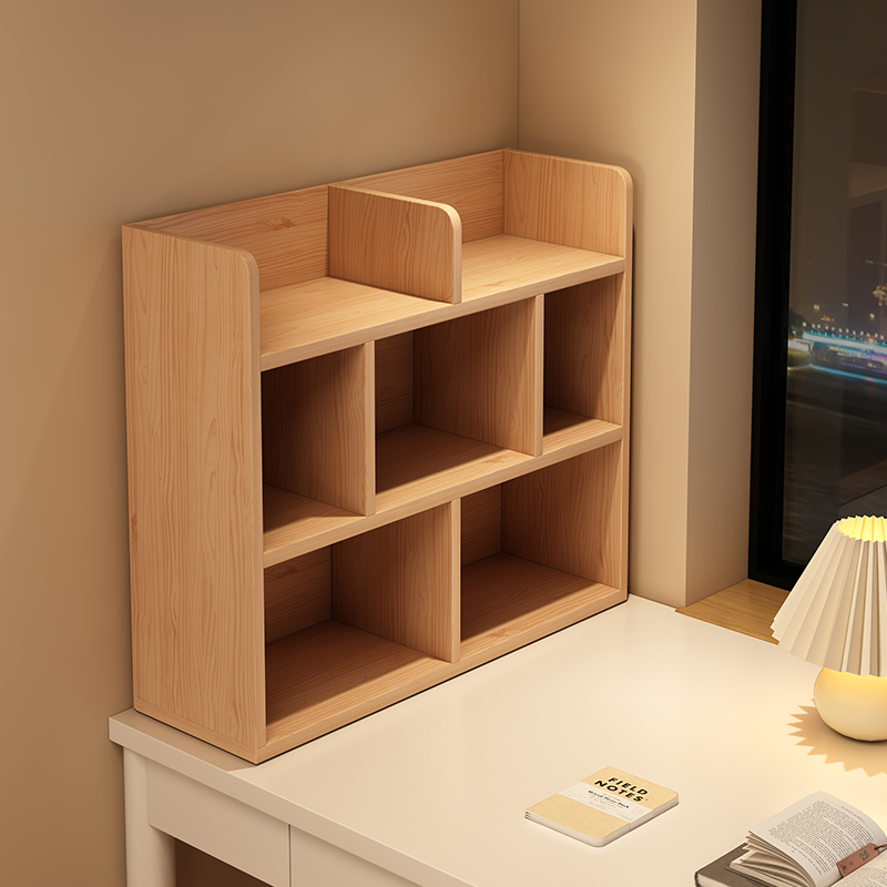 桌上小型书架桌面置物架实木工位收纳架子学生书桌立式多层置物柜