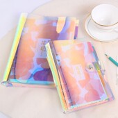 新品 变色PVC手帐本A5清新手账本子A6活页壳套餐 炫彩镭射活页本