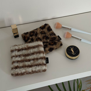 nicethings自制秋冬圈圈绒咖啡条纹豹纹杯垫 拍照背景布 隔热垫