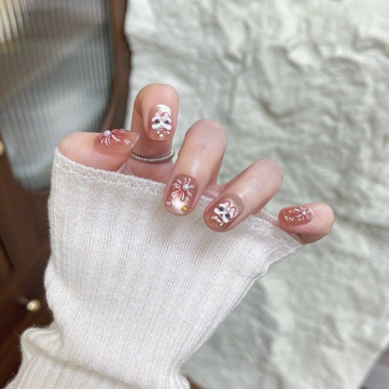 G47穿戴甲桃气醒狮手工立体烟花豆豆甲可爱卡通新款美甲过年学生,彩妆/香水/美妆工具,穿戴甲/甲片,淘宝优惠券,粉丝福利购,淘宝优惠卷